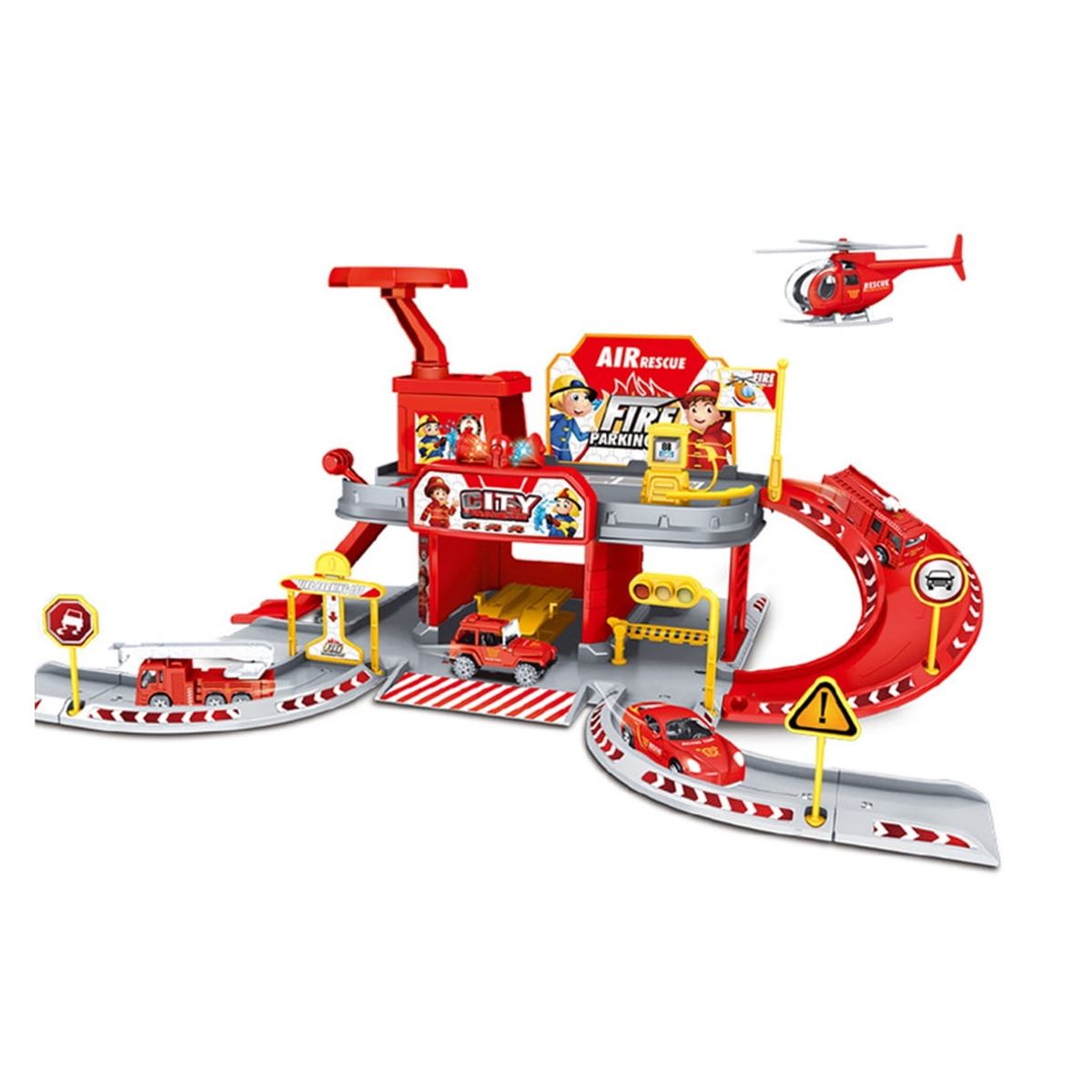 GENERICO - PISTA DE JUGUETE ESTACION DE BOMBEROS Y ACCESORIOS 51 Pcs