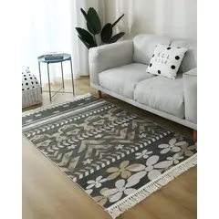 GENERICO - ALFOMBRA DE LINO 160 X 200 ELEGANTES CON FLECOS