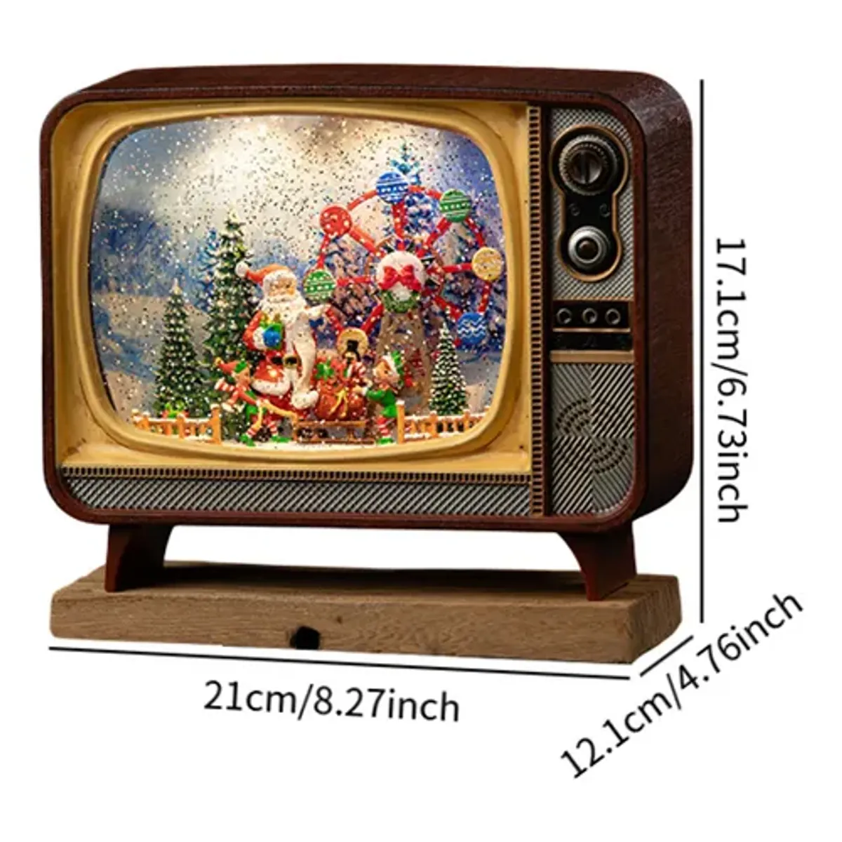 MOVI - CAJA MUSICAL NAVIDEÑA CON LUZ EN FORMA DE TV RETRO