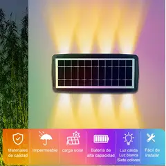 GENERICO - Aplique Lampara Pared 8 Led Solar Rgb Nuevo