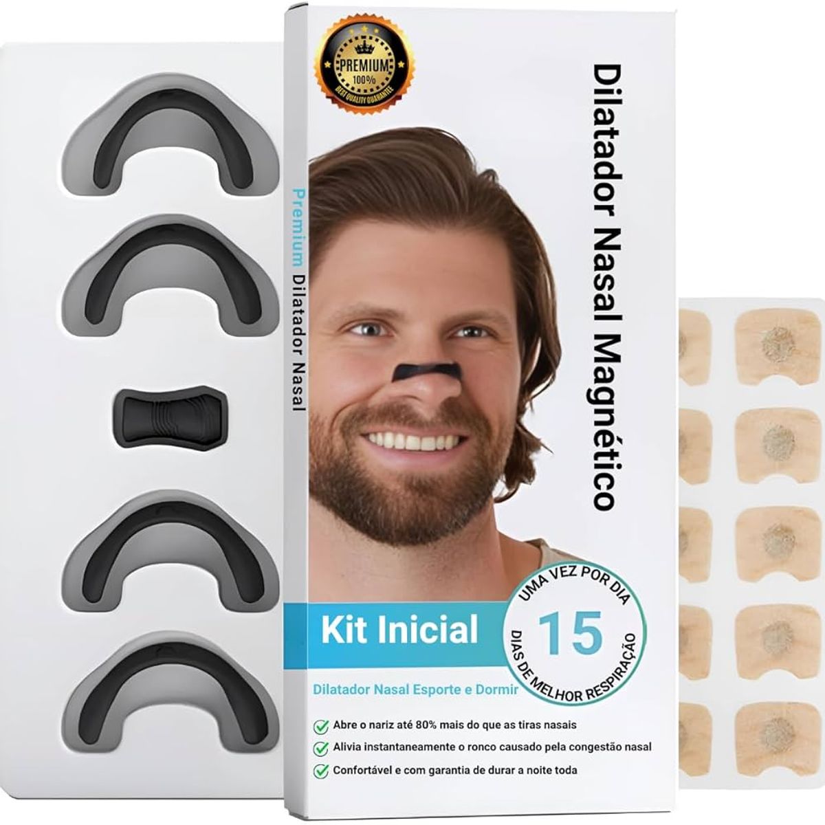 GENERICO - Dilatador Nasal Magnético Anti ronquidos Tiras Respiración 30 días