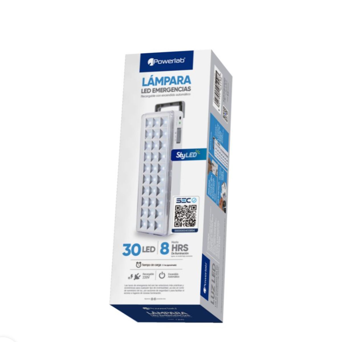 POWERLAB - Lámpara de Emergencia LED Con Batería Recargable Powerlab