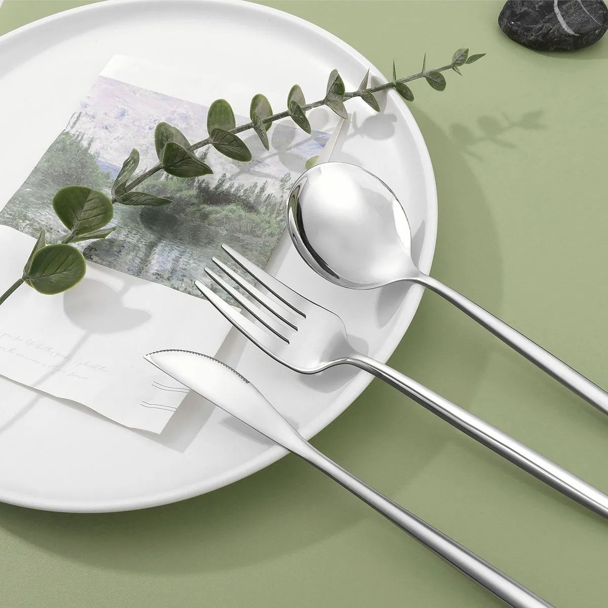 GENERICO - Juego De Cubiertos De 24 Cuchillos, Cucharas Y Tenedores Plateado