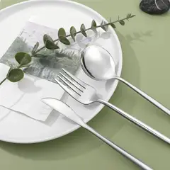 GENERICO - Juego De Cubiertos De 24 Cuchillos, Cucharas Y Tenedores Plateado