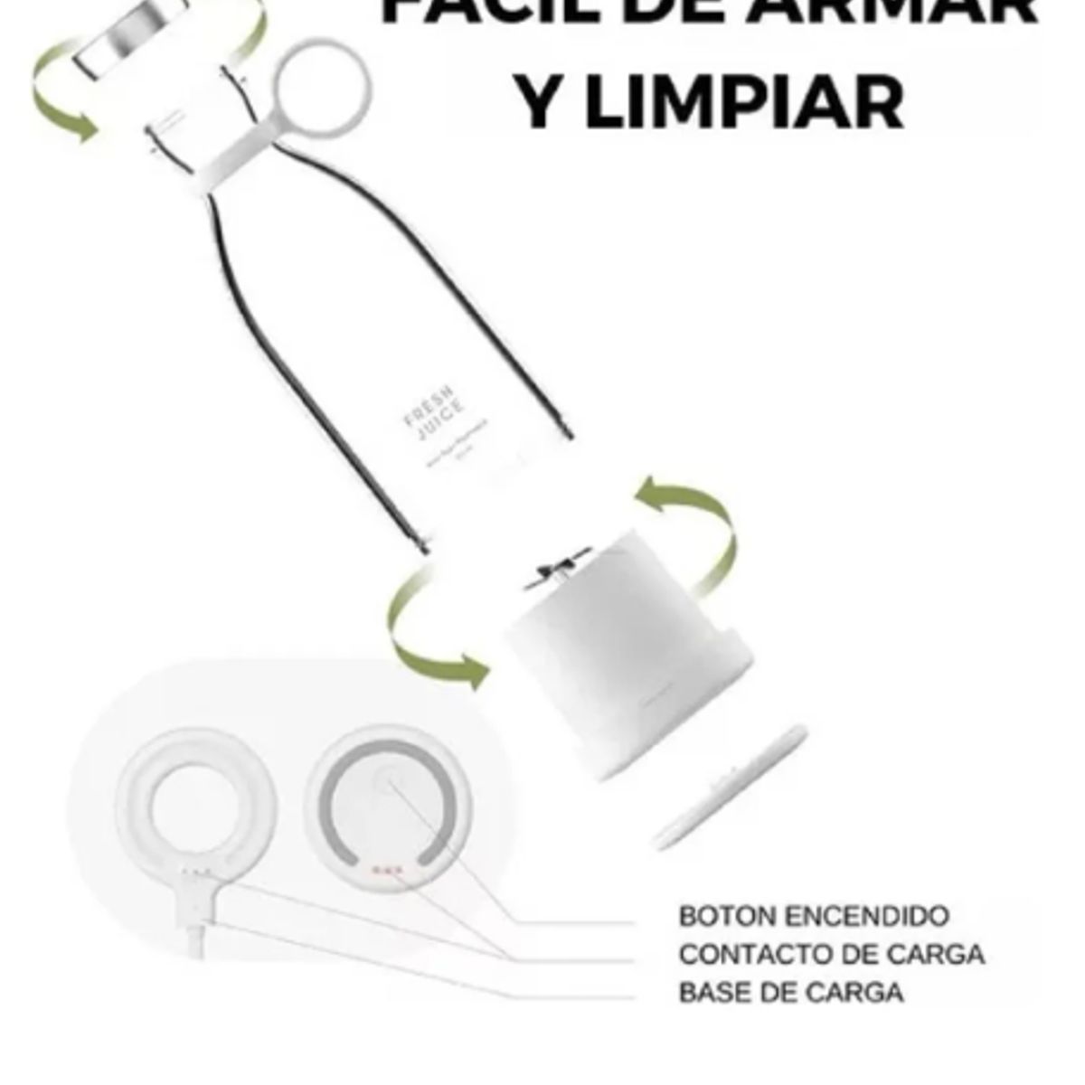 GENERICO - Botella Licuadora Recargable Portatil