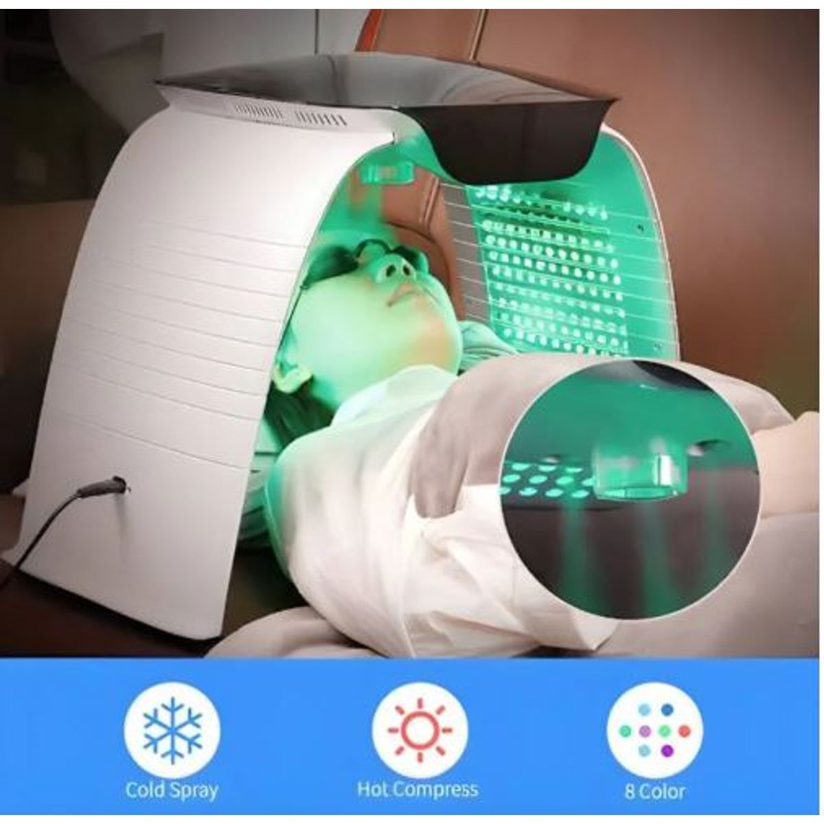 GENERICO - Cabina Led Vapor Ozono Facial 7 Colores