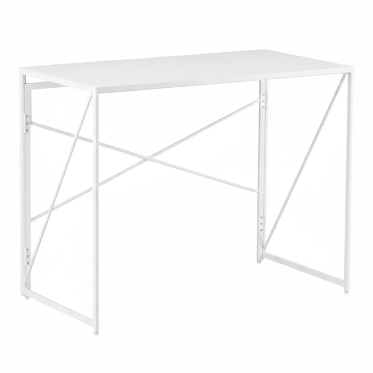 JOYTEK - Mesa Escritorio Plegable de Metal y Madera Blanco 100x50x75 cm
