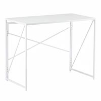 Mesa Escritorio Plegable de Metal y Madera Blanco 100x50x75 cm