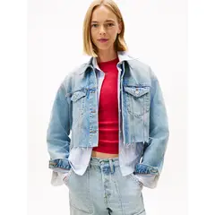 TOMMY HILFIGER - Chaqueta Denim Oversize Cropped Celeste Tommy Jeans