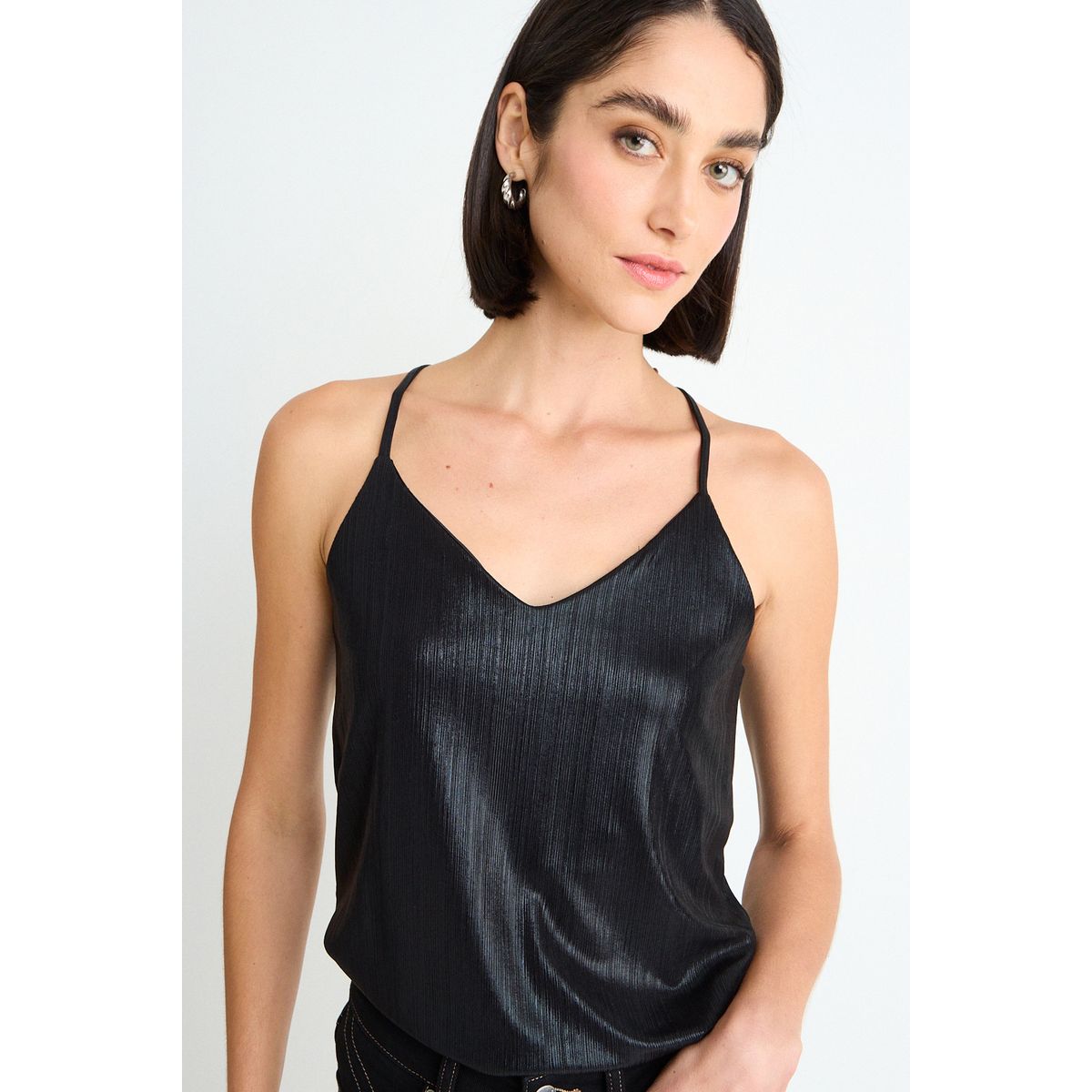 ASH - Blusa Lisa Mujer Negro Ash
