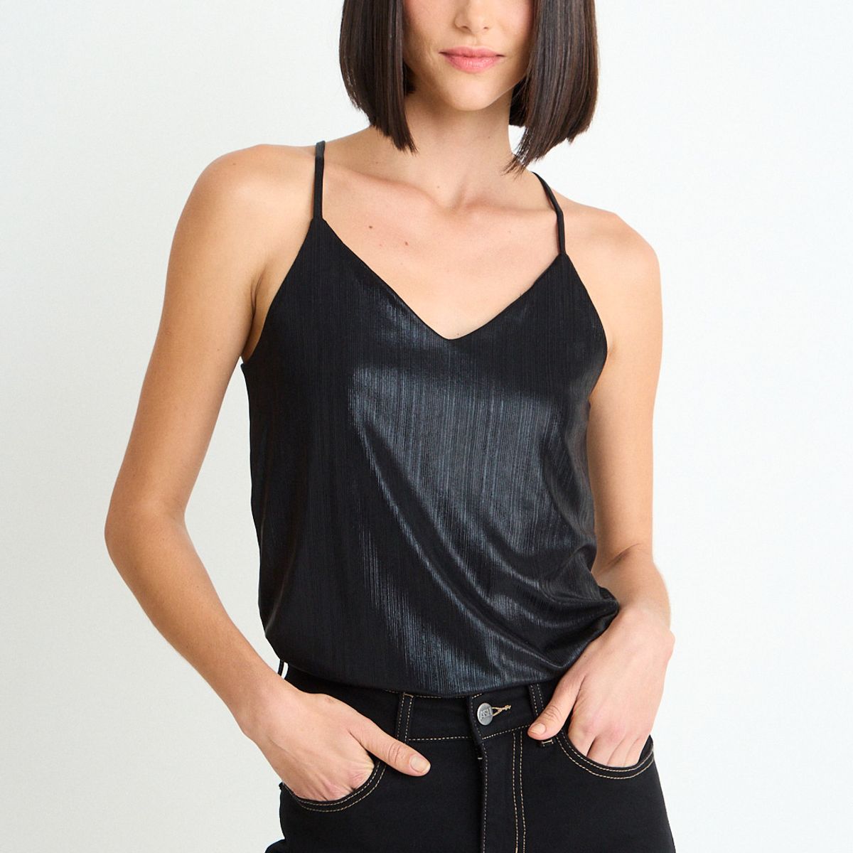 ASH - Blusa Lisa Mujer Negro Ash