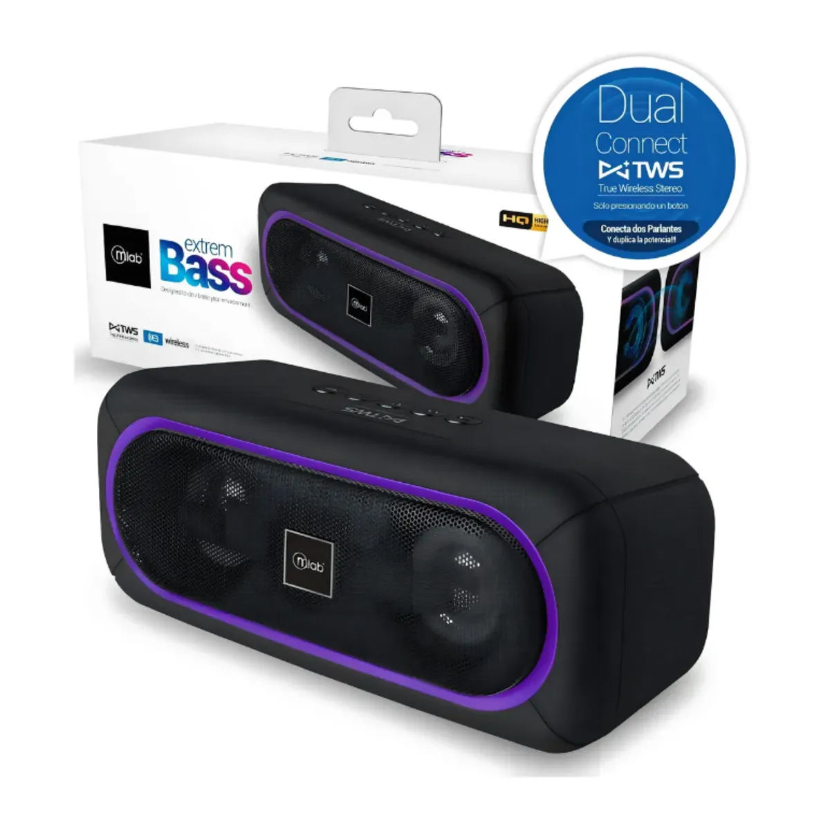 MLAB - Parlante Bluetooth Mlab Extrem Bass Tws 8907 Black