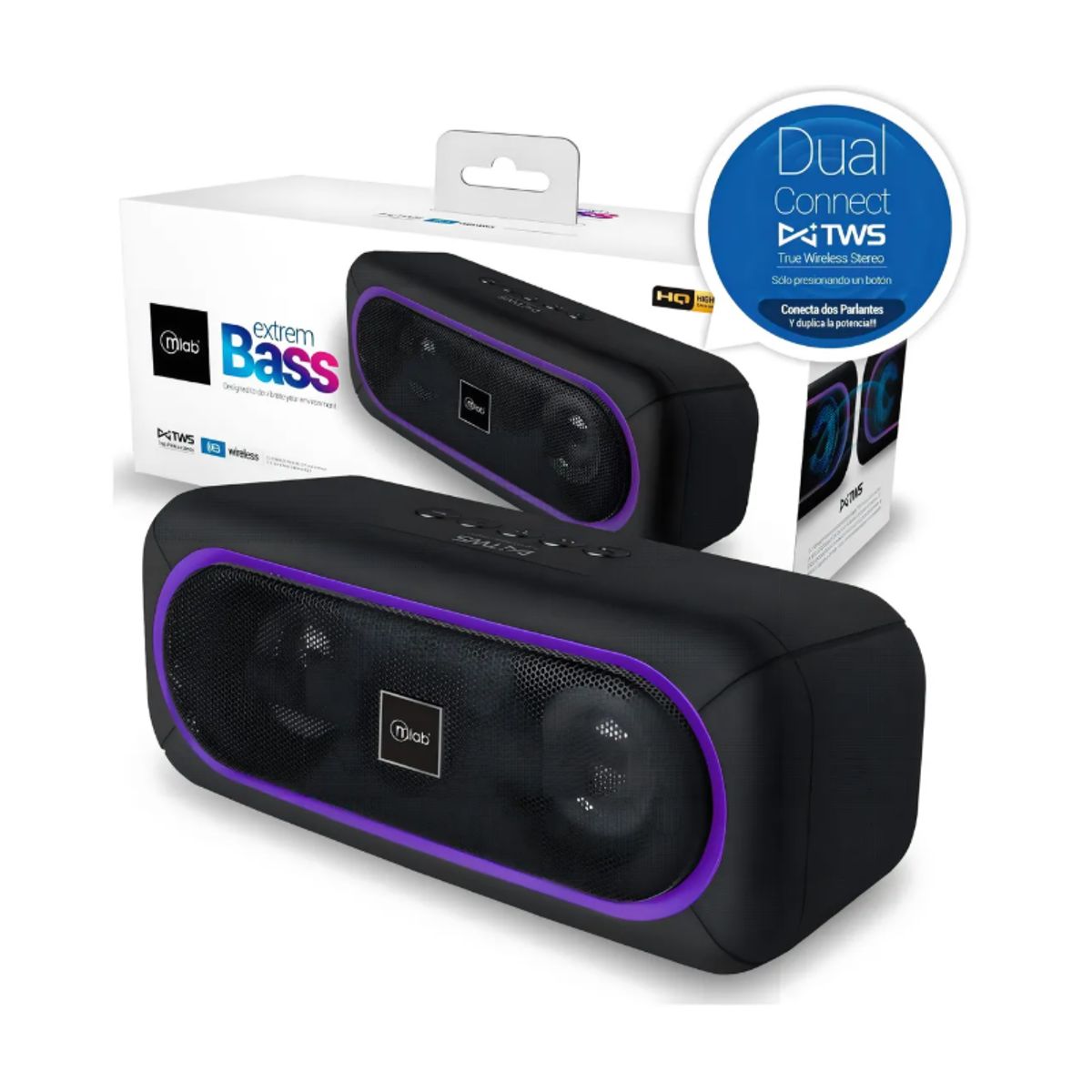 MLAB - Parlante Bluetooth Mlab Extrem Bass Tws 8907 Black