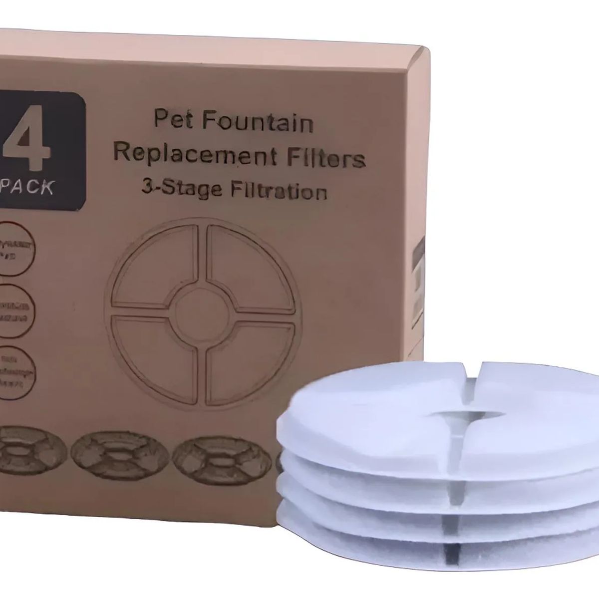 GENERICO - Pack X4 Filtros Bebedero Fuente De Agua Eléctrico Gato Perro Blanco