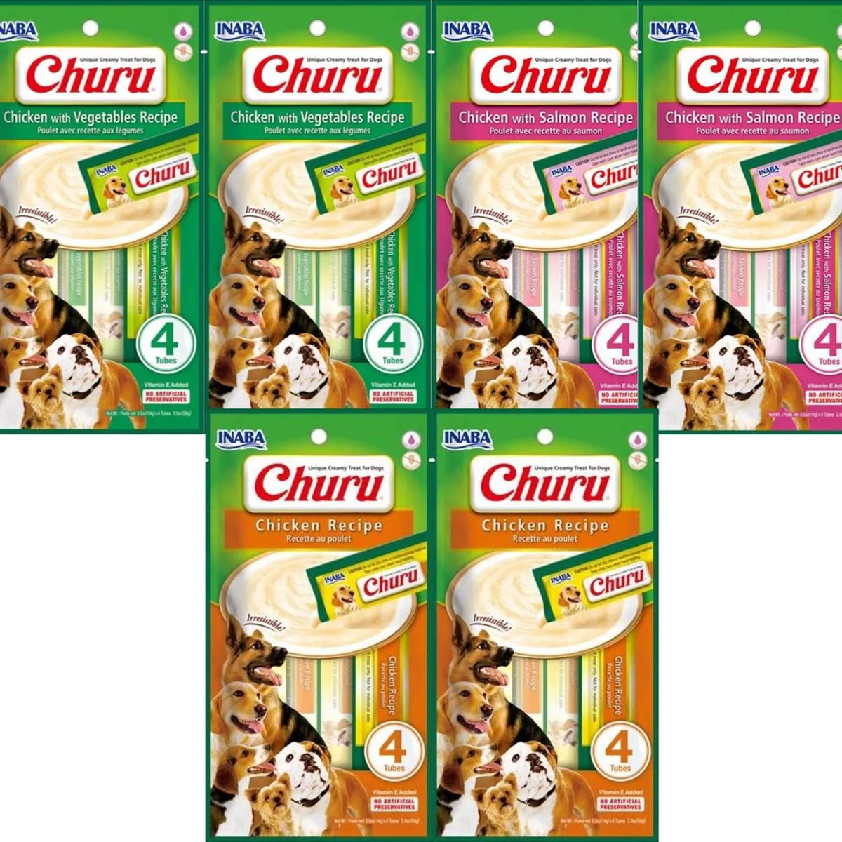 INABA - Churu Snack Para Mascotas Perros Premios 24 Tubos 14g C/u