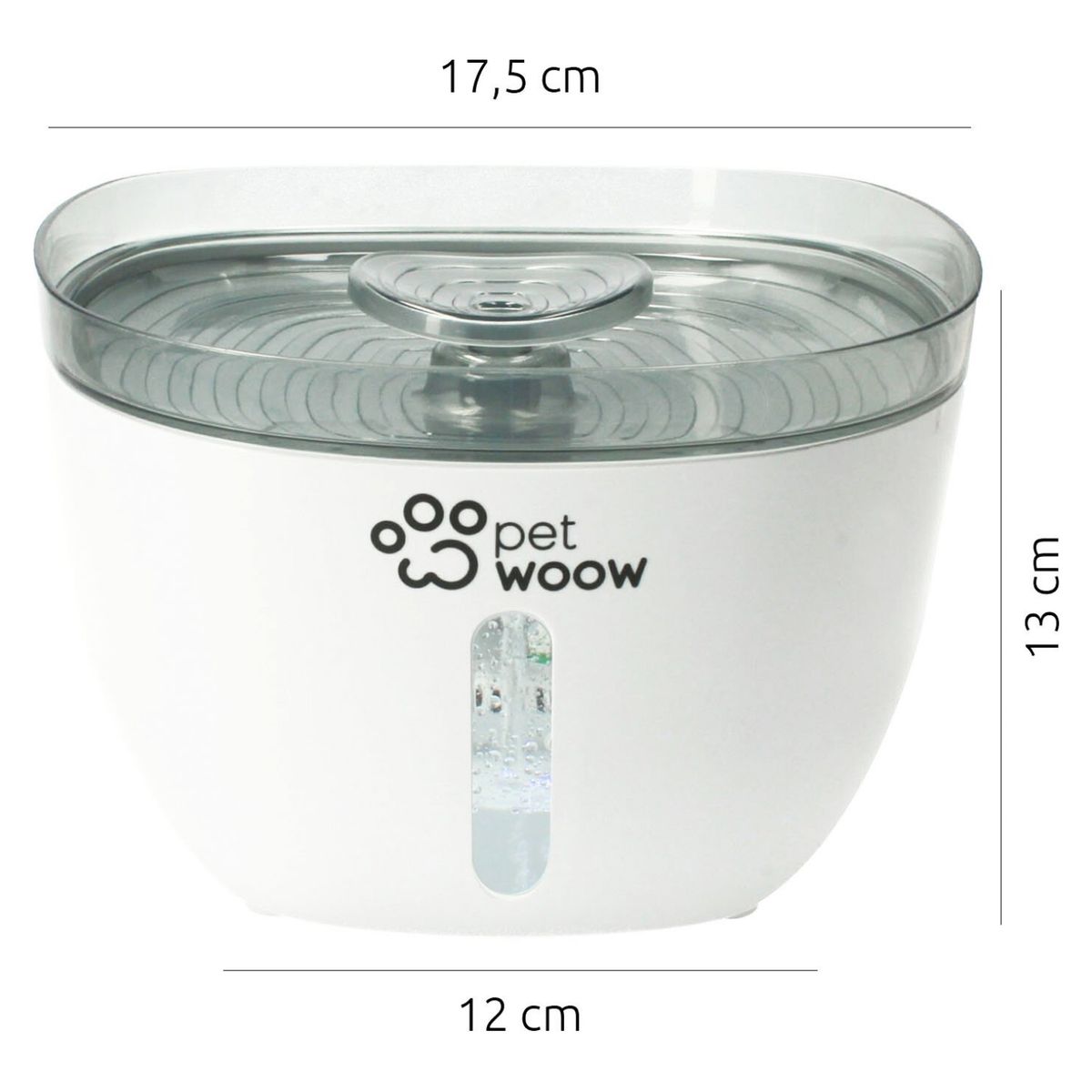 PETWOOW - Fuente de Agua Bebedero 2lt Perros y Gatos Gris