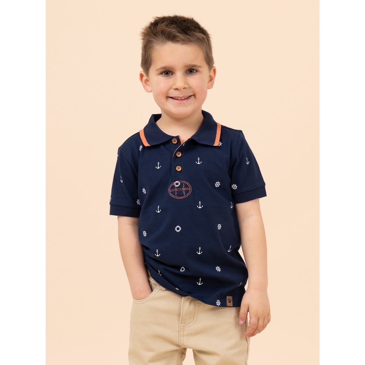 HUSH PUPPIES - Polera Niño Bonn Azul HUSH PUPPIES