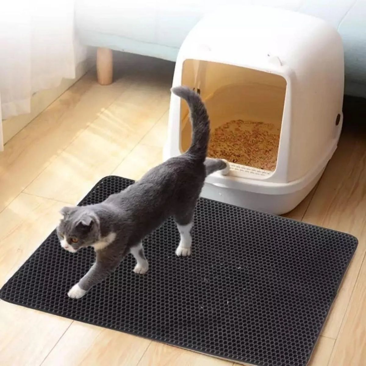 GENERICO - Alfombra Recoge Arena De Gatos Lavable Estera Para Residuos Negro 40x55cm