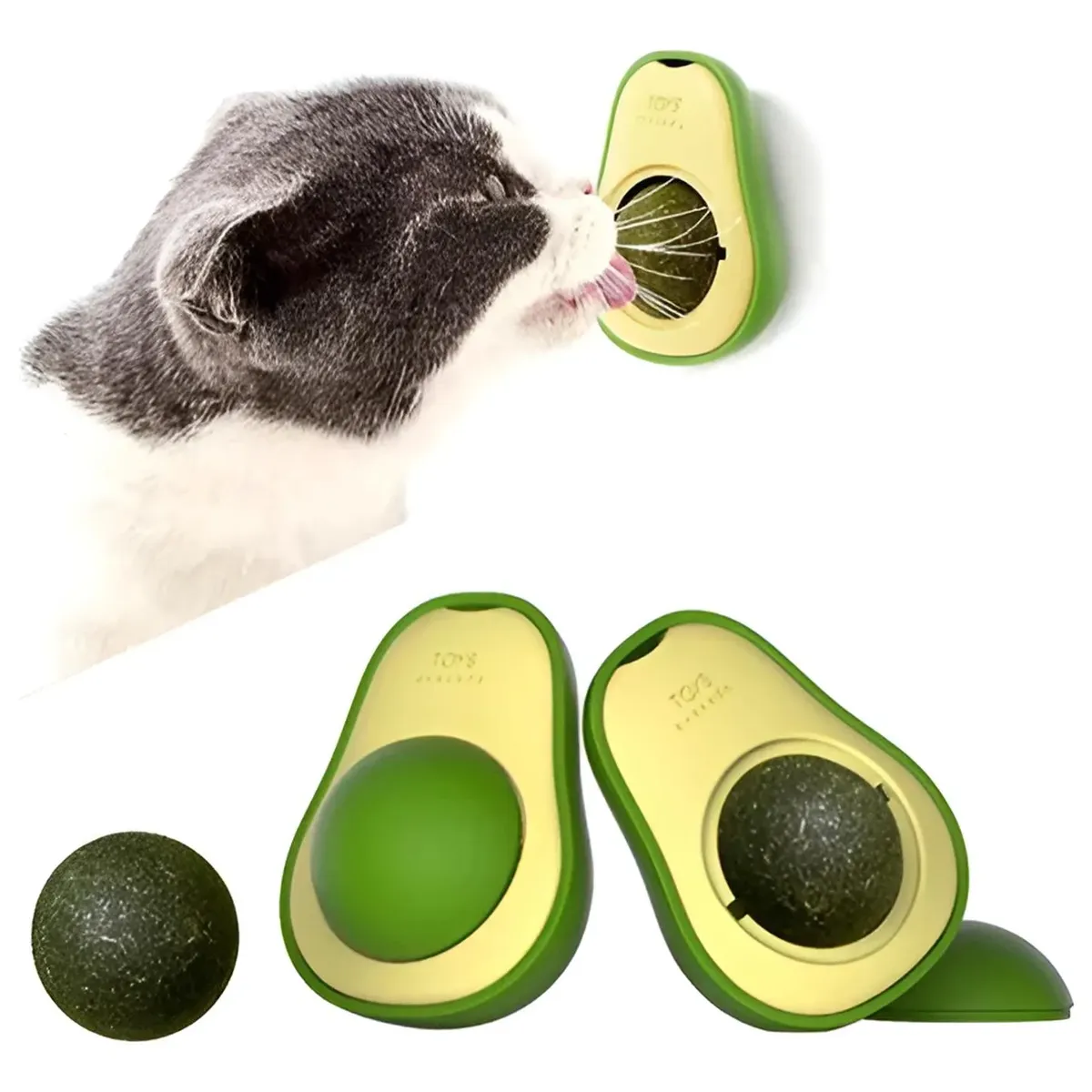 GENERICO - X2 Bola Giratoria Hierba Gatera Catnip Para Gatos Adhesivo Verde