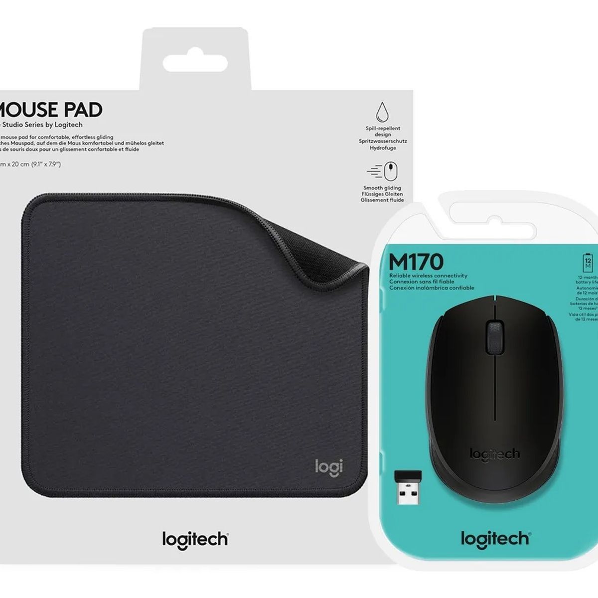 LOGITECH - Kit Logitech Mouse Wireless M170 + Mouse Pad Studio Negro