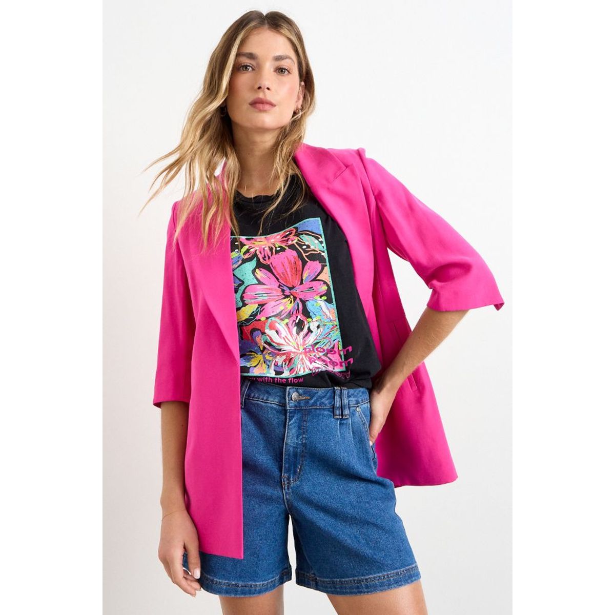 IO - Blazer Liso Mujer Fucsia Io
