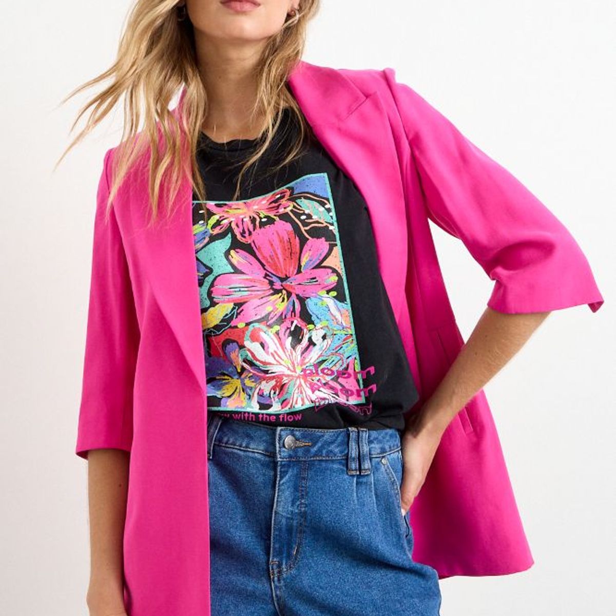 IO - Blazer Liso Mujer Fucsia Io