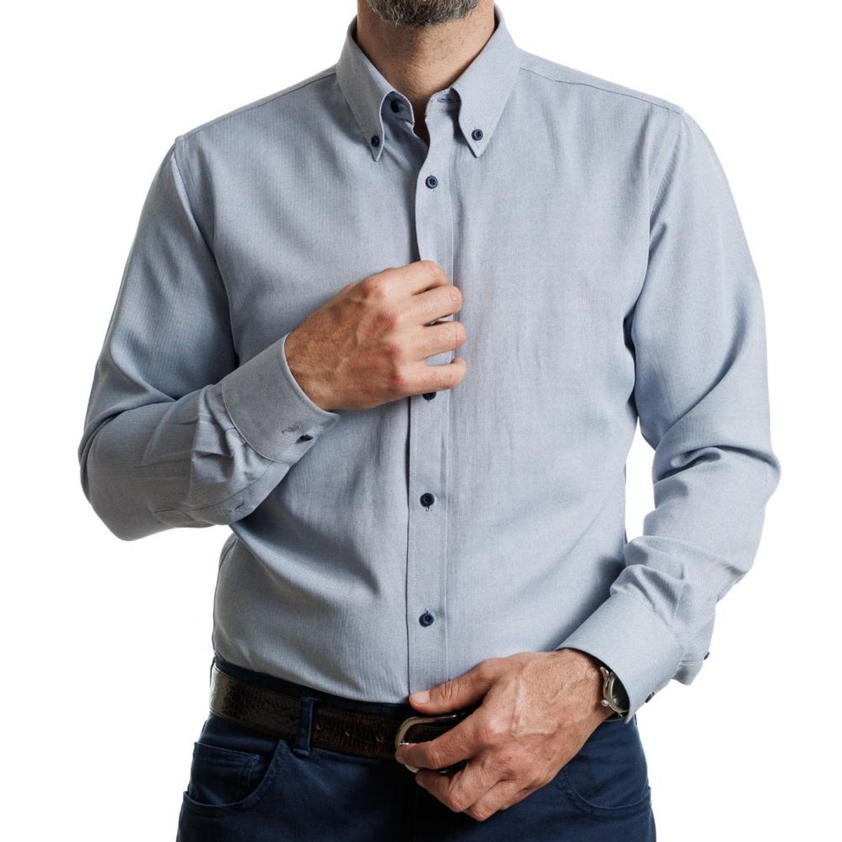 VANDINE - Camisa  Texturada Azul Etiqueta Roja V25-26 10