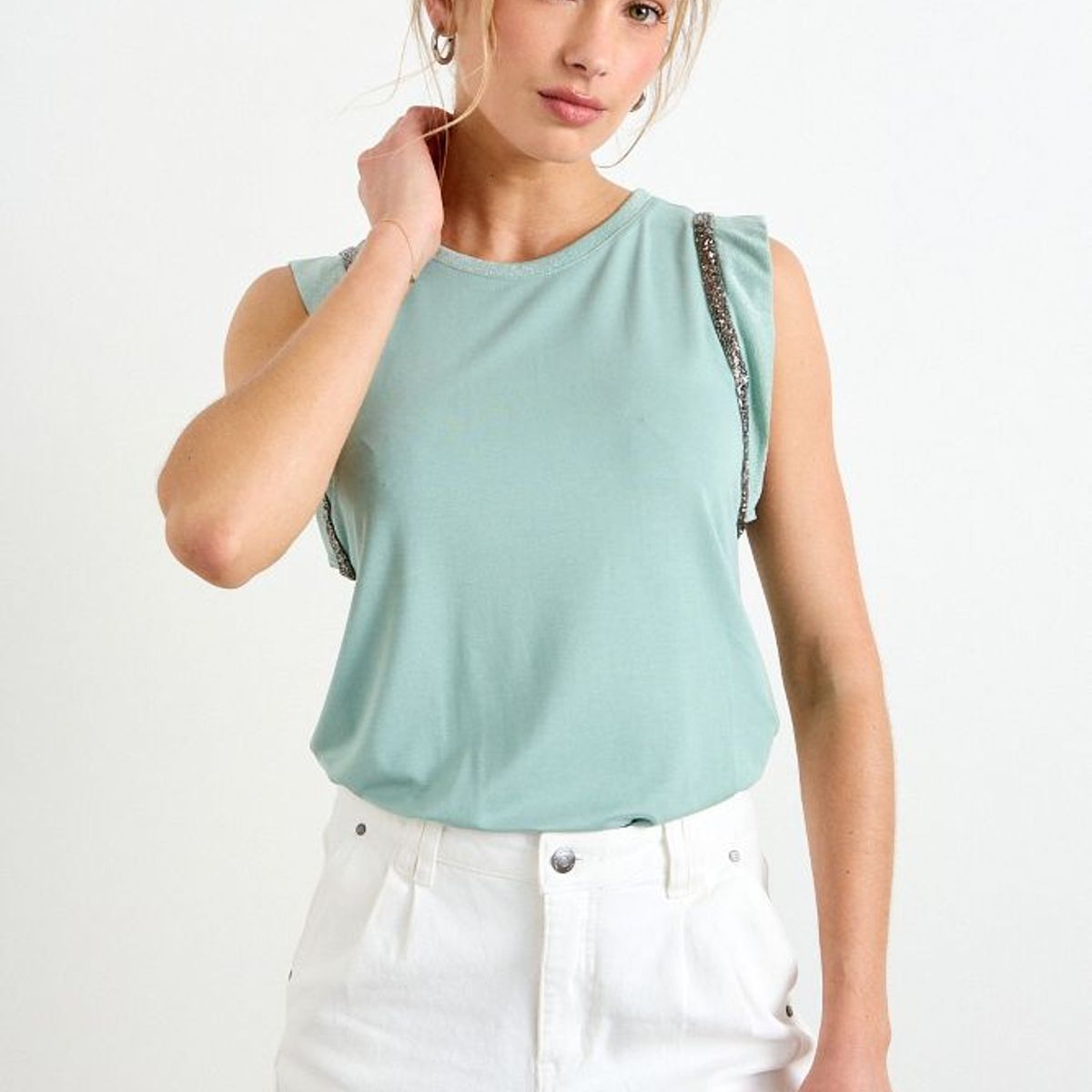 IO - Polera Lisa Mujer Celeste Io