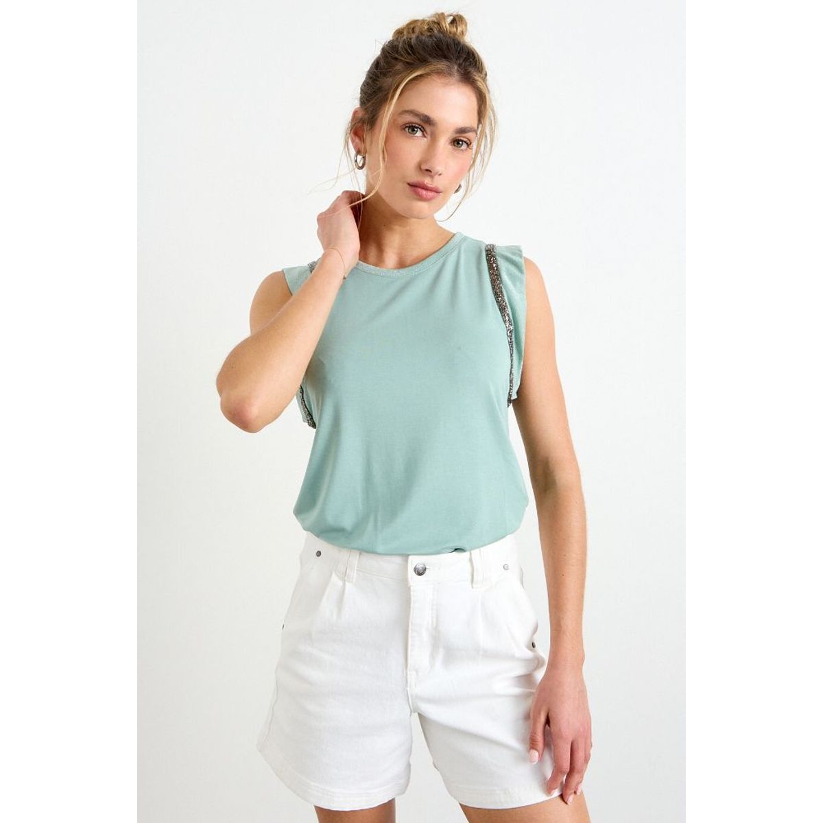 IO - Polera Lisa Mujer Celeste Io