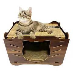 GENERICO - Rascador Casa Multifuncional Para Mascota Gato Con Catnip - Vino