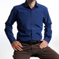 Camisa Lisa Fil a Fil Azul Etiqueta Roja Rey V25-26 10