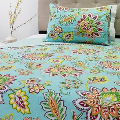 DORAL - CUBRECAMA QUILT STITCHY ESTAMPADO FLOR 1.5 PLAZA