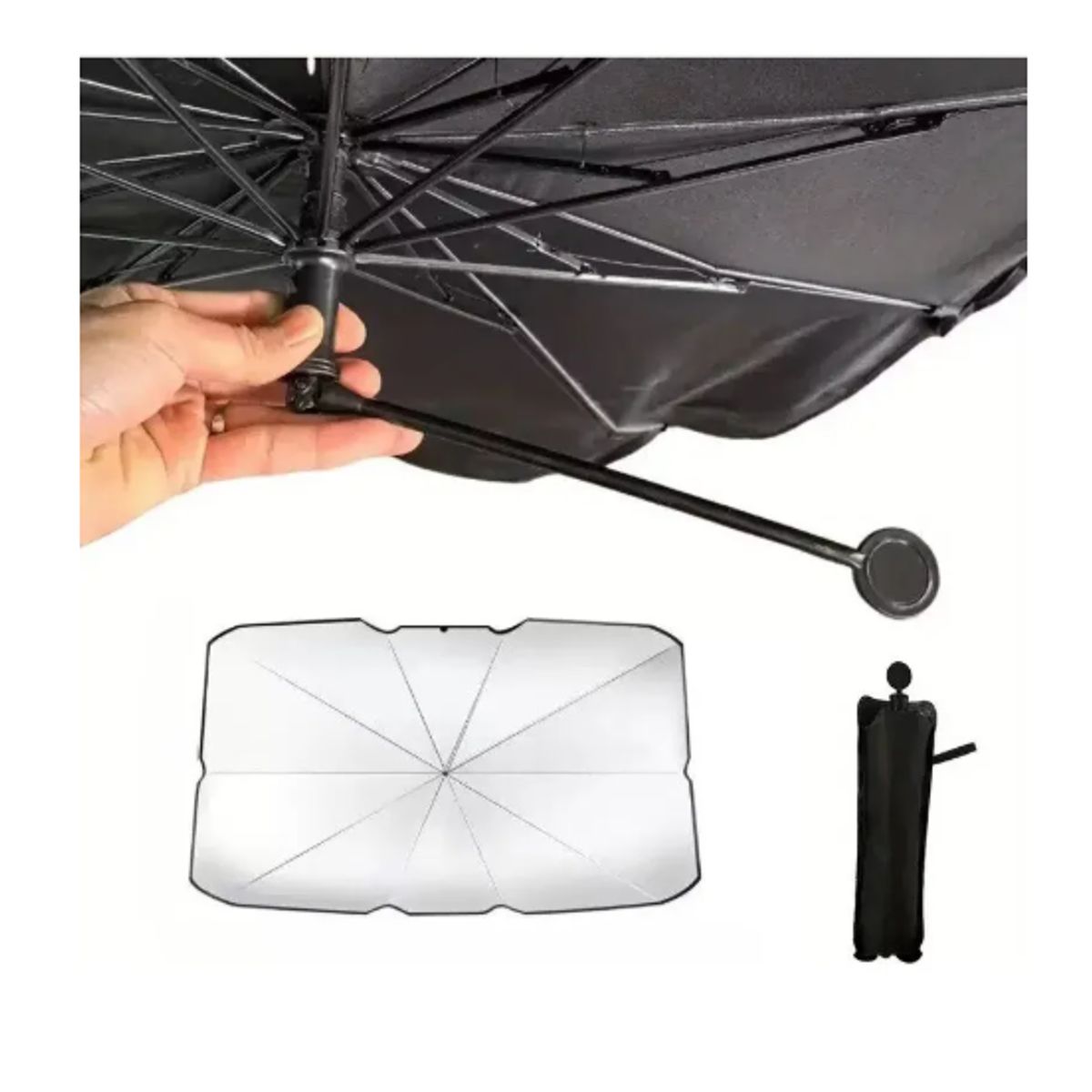 GENERICO - Quitasol Tipo Sombrilla Para Auto Parasol Retractil Parabris