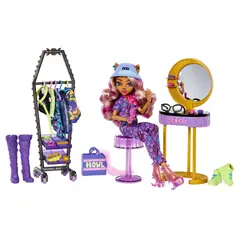 MONSTER HIGH - Fashion Playset Doll Clawdeen Wolf con más de 20 piezas