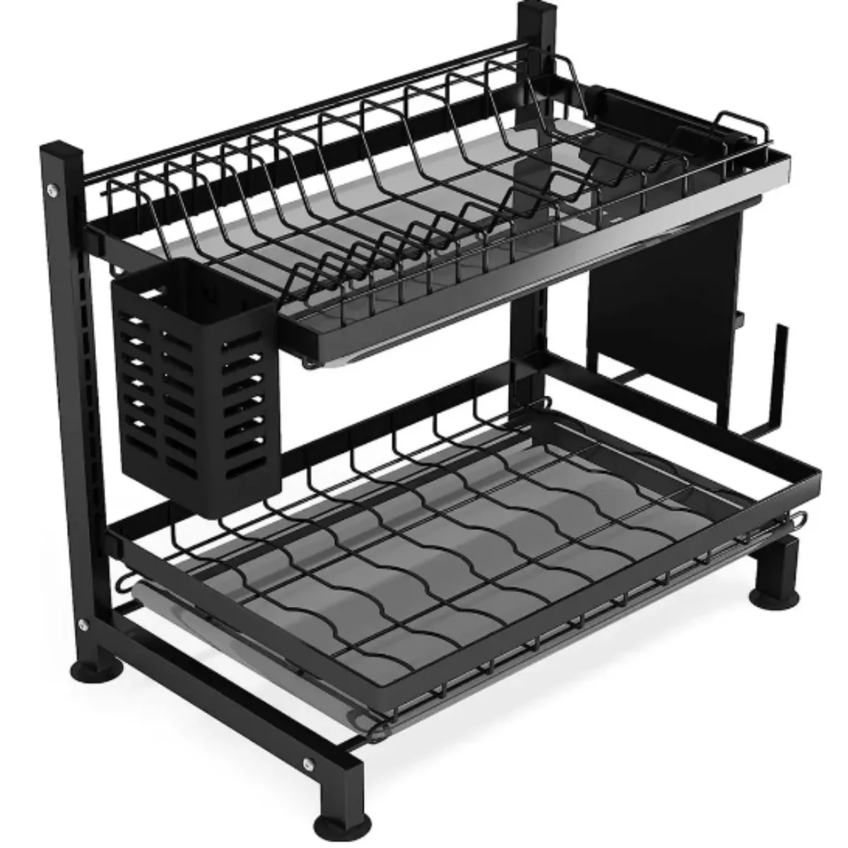 GENERICO - Rack Escurridor de Loza Multifuncional de 2 Niveles para Mesón - Organizador Compacto