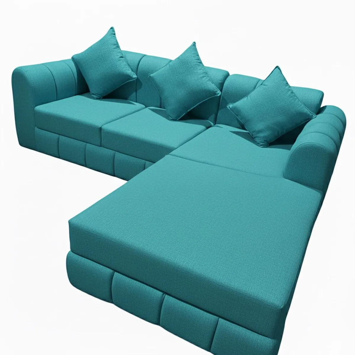 GENERICO - Sofa Seccional L 3 Cuerpos Turquesa Lino