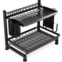 Rack Escurridor de Loza Multifuncional de 2 Niveles para Mesón - Organizador Compacto