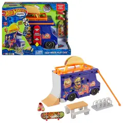 HOT WHEELS - Estuche para jugar Skate Taco Truck con Skatepark Kids