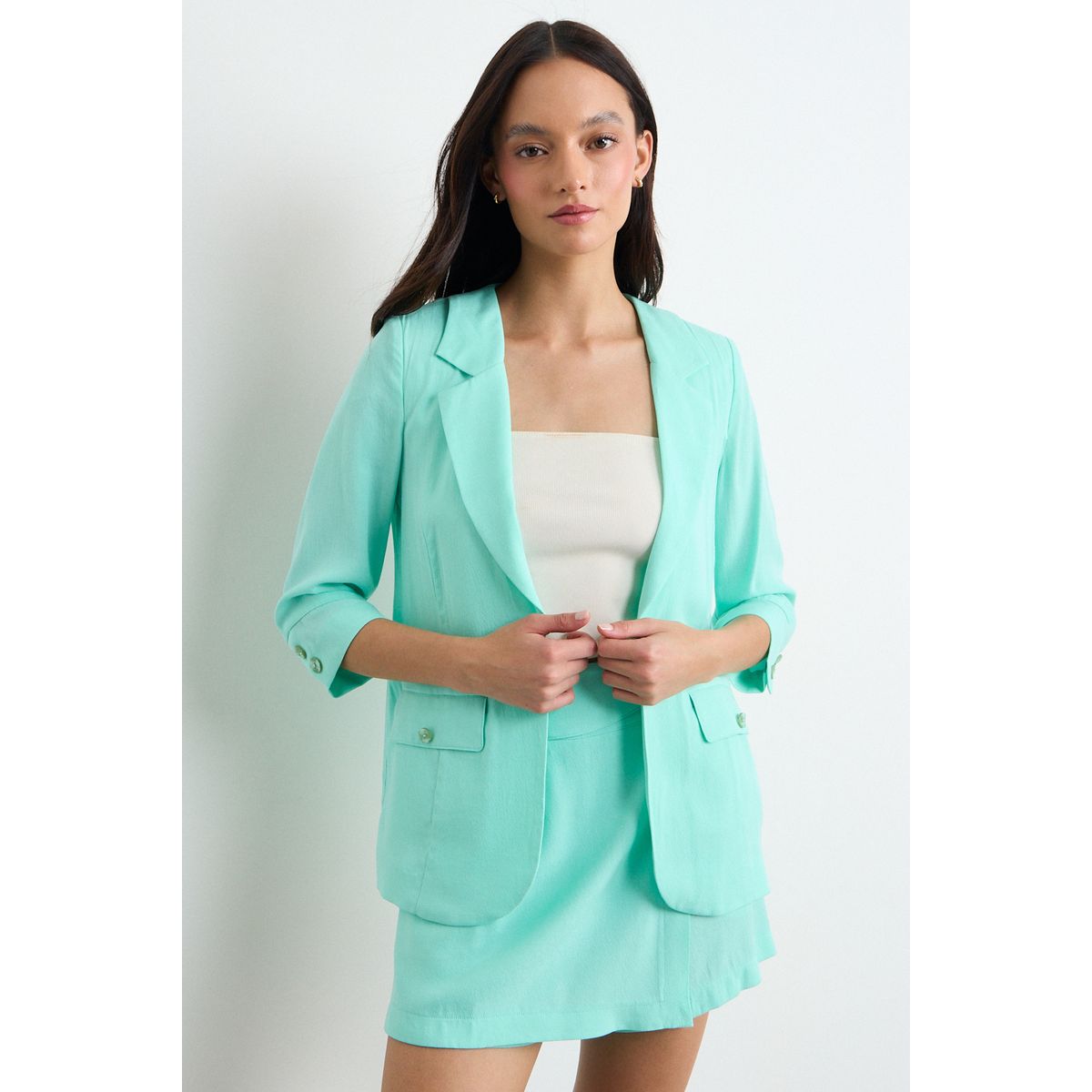IO - Blazer Liso Mujer Celeste Io