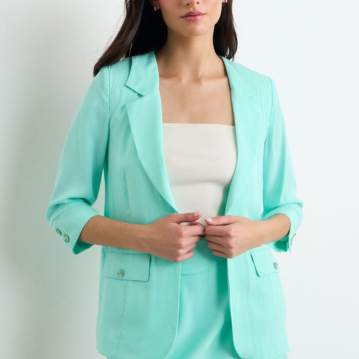 IO - Blazer Liso Mujer Celeste Io