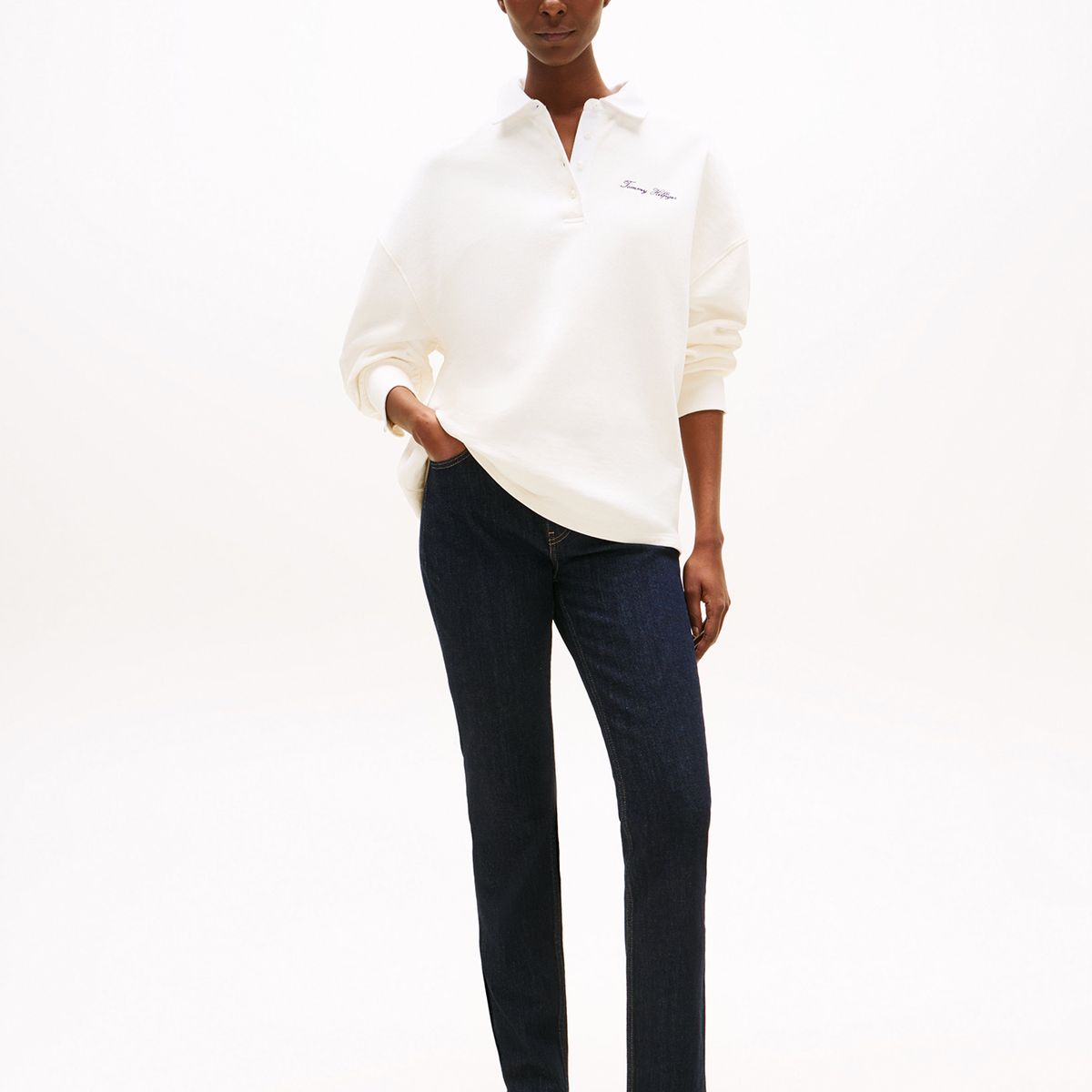 TOMMY HILFIGER - Jeans De Corte Slim De Talle Medio Blanco Tommy Hilfiger