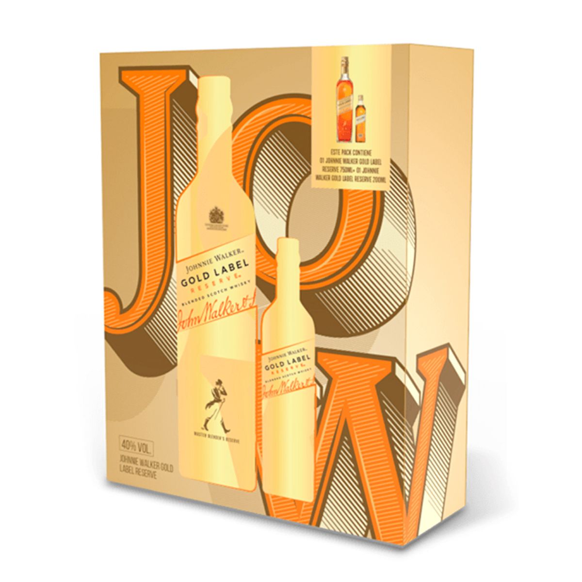 JOHNNIE WALKER - Pack Whisky Johnnie Walker Gold Label 750cc + Petaca 200cc