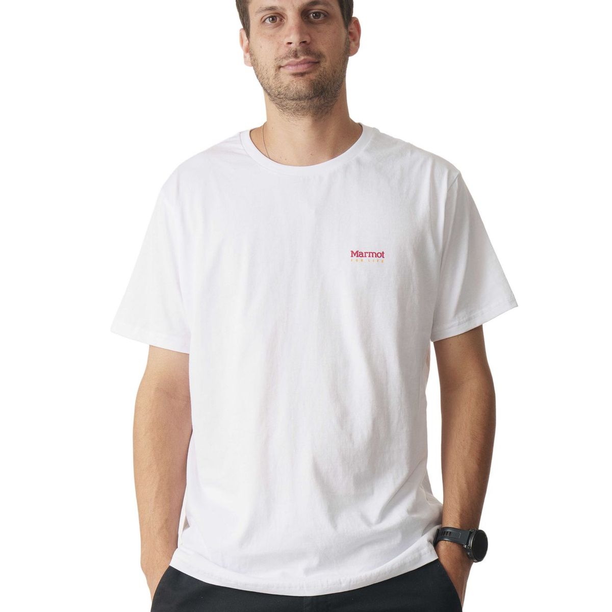MARMOT - Polera Hombre Marmot For Life Chest Logo Tee Blanco