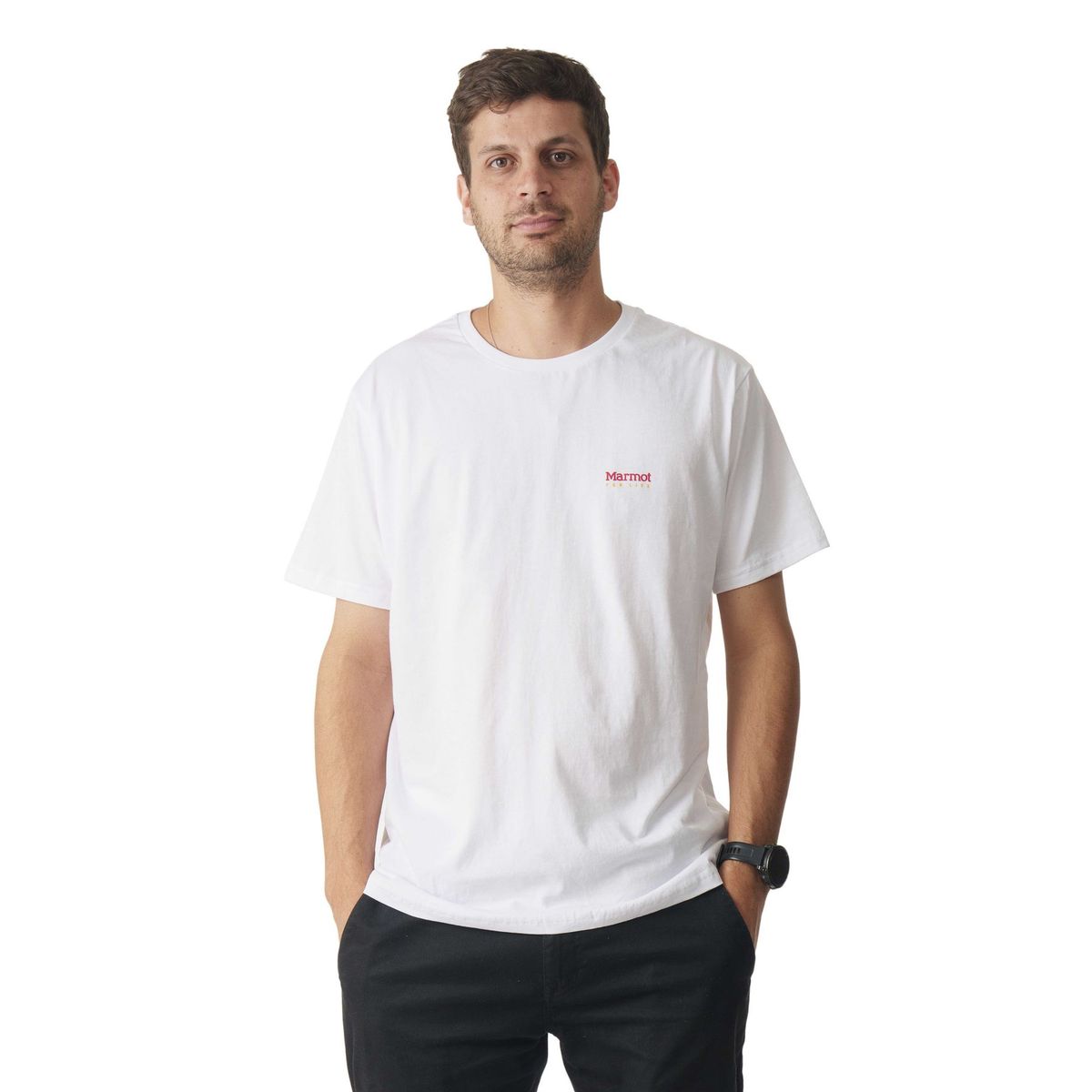 MARMOT - Polera Hombre Marmot For Life Chest Logo Tee Blanco