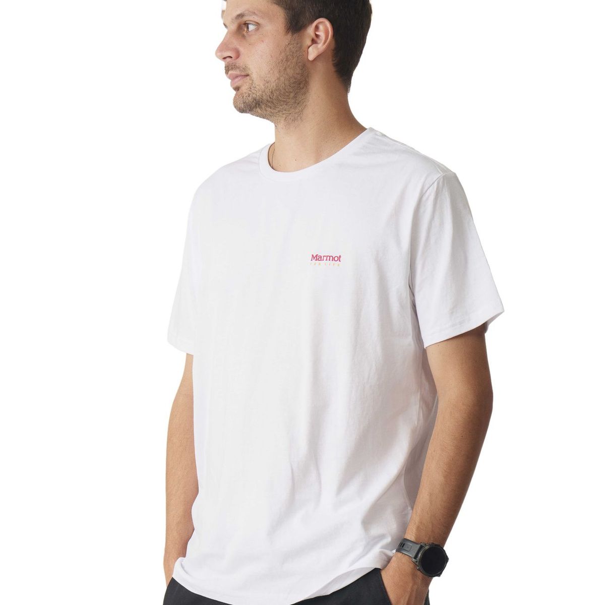 MARMOT - Polera Hombre Marmot For Life Chest Logo Tee Blanco