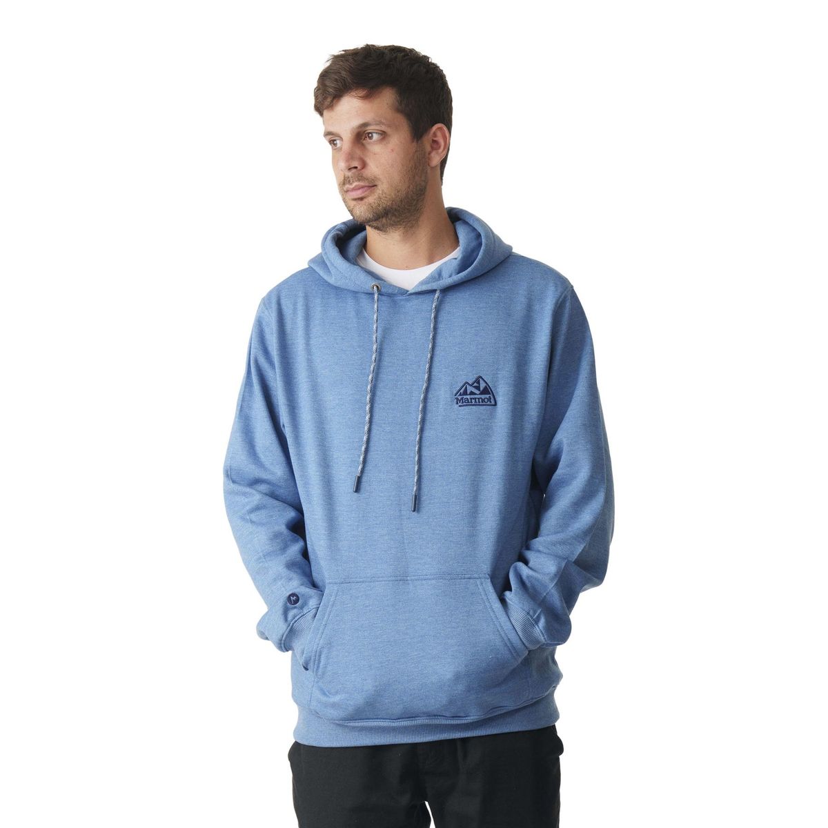 MARMOT - Polerón Hombre Marmot Chest Retro Logo Hoody Azul