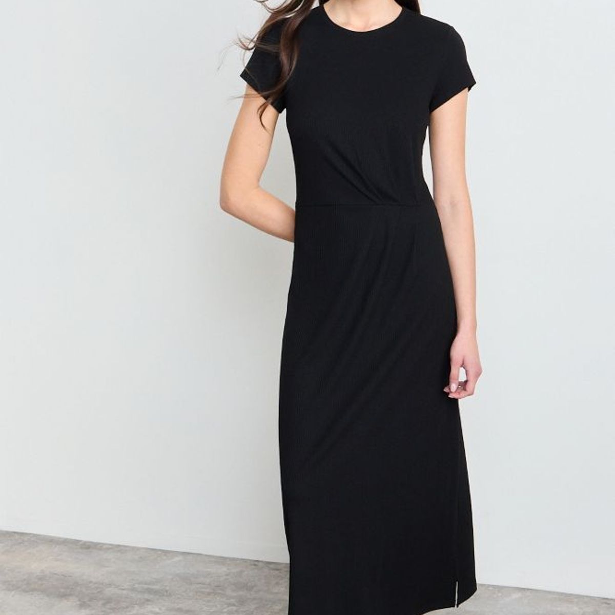 IO - Vestido Liso Largo Mujer Negro Io