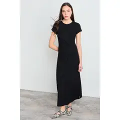 IO - Vestido Liso Largo Mujer Negro