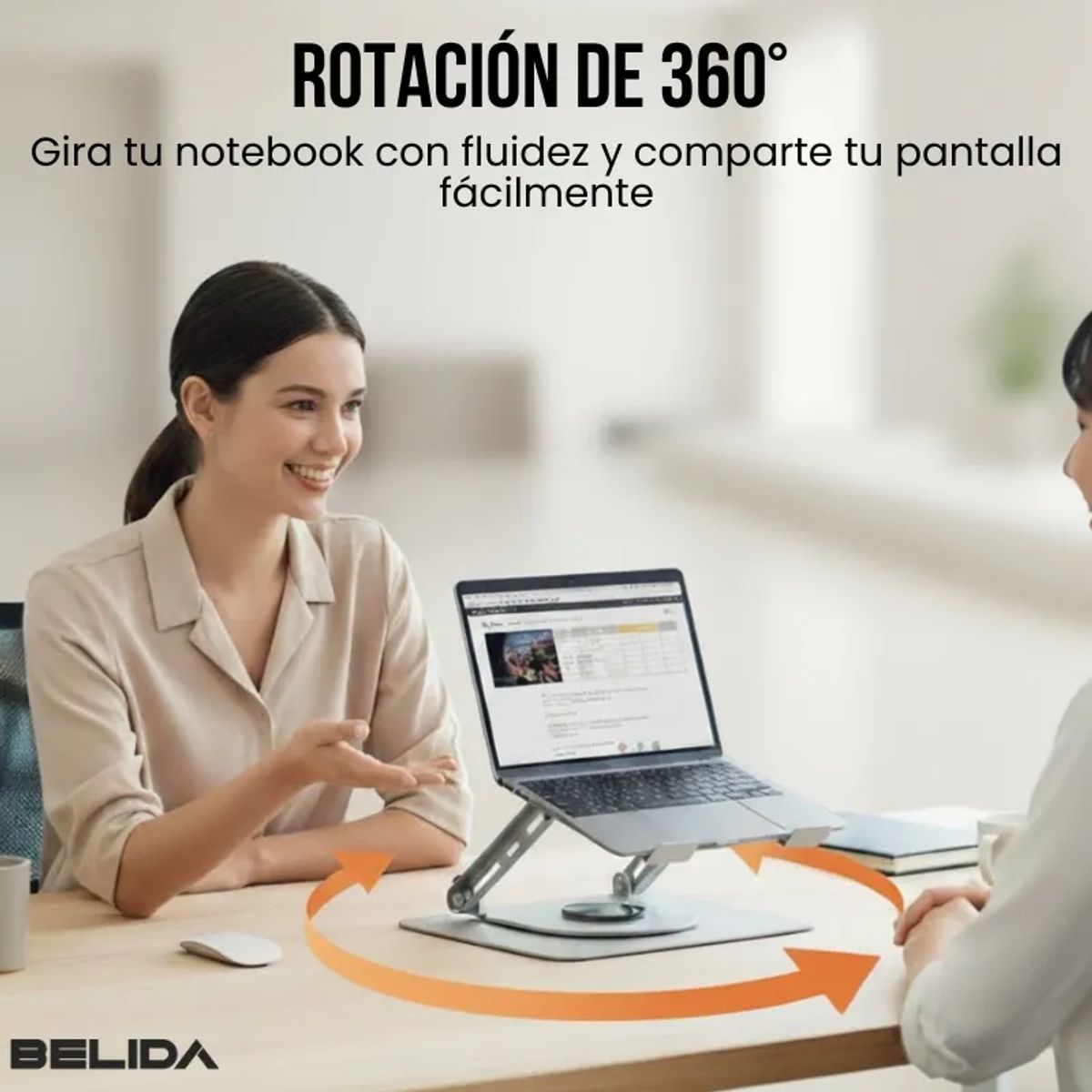 BELIDASHOP - Elevador Para Laptop De Aluminio 360 Belida Soporte Notebook Plateado