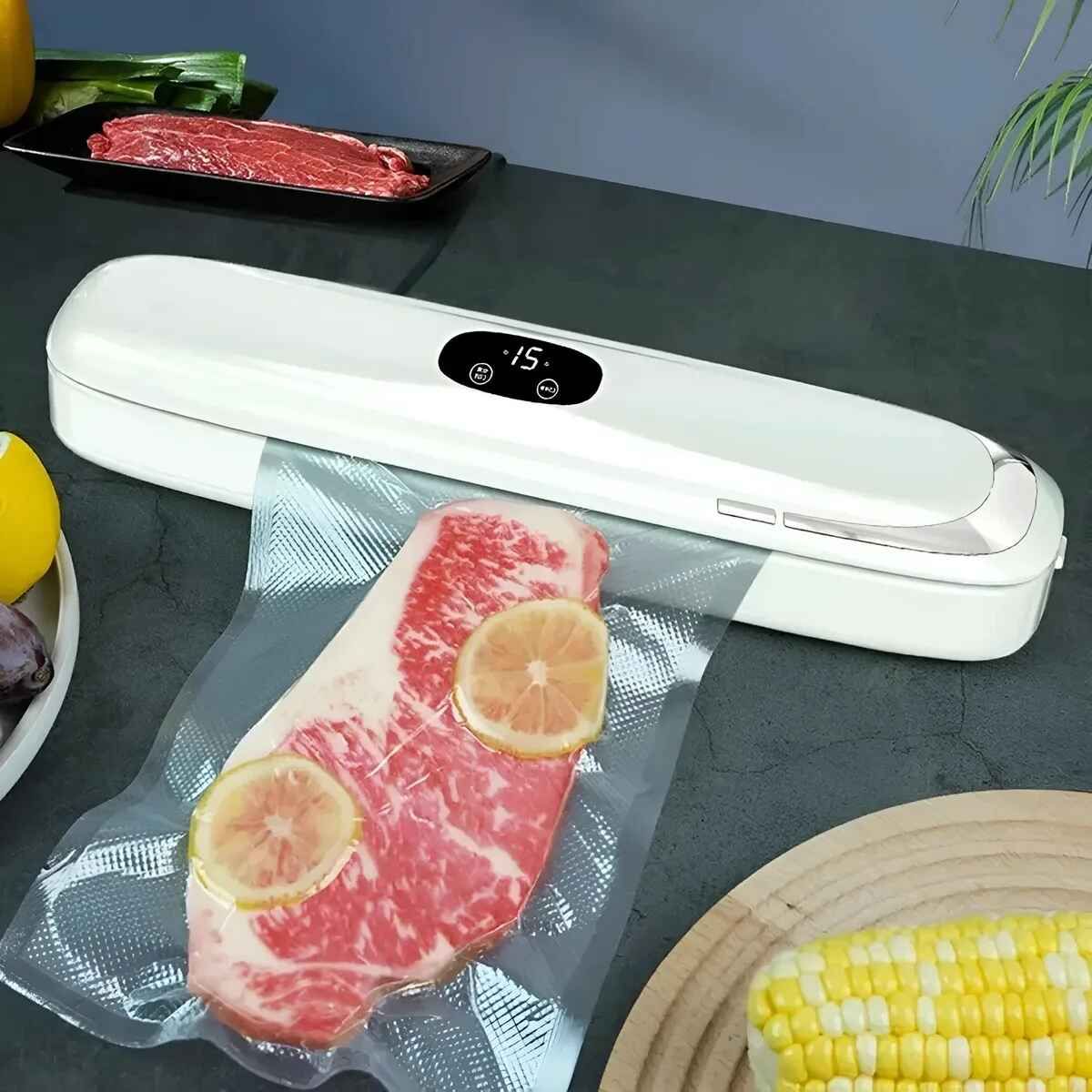 GENERICO - Selladora De Alimentos Al Vacio Automatica Con 300 Bolsas Blanco